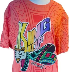 Vibrant Coral King of Hearts Streetwear Tee by Genuine Authentic NWT